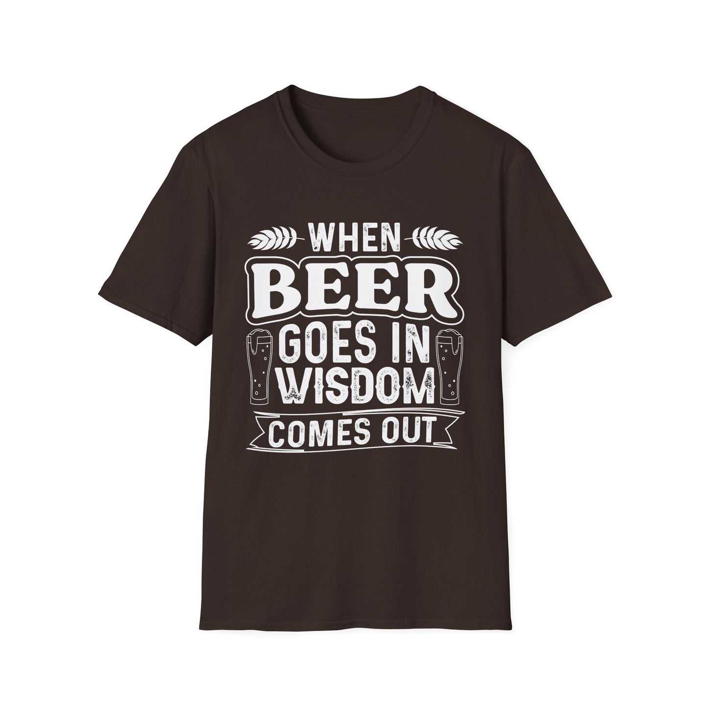 Funny Beer Drinking Unisex T-Shirt - When Beer Goes in