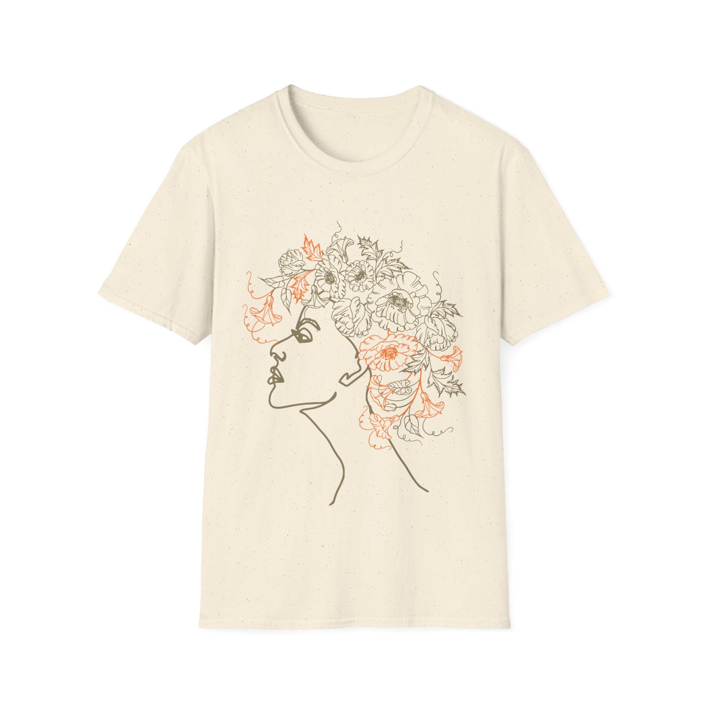 Floral Woman Line Art T-Shirt