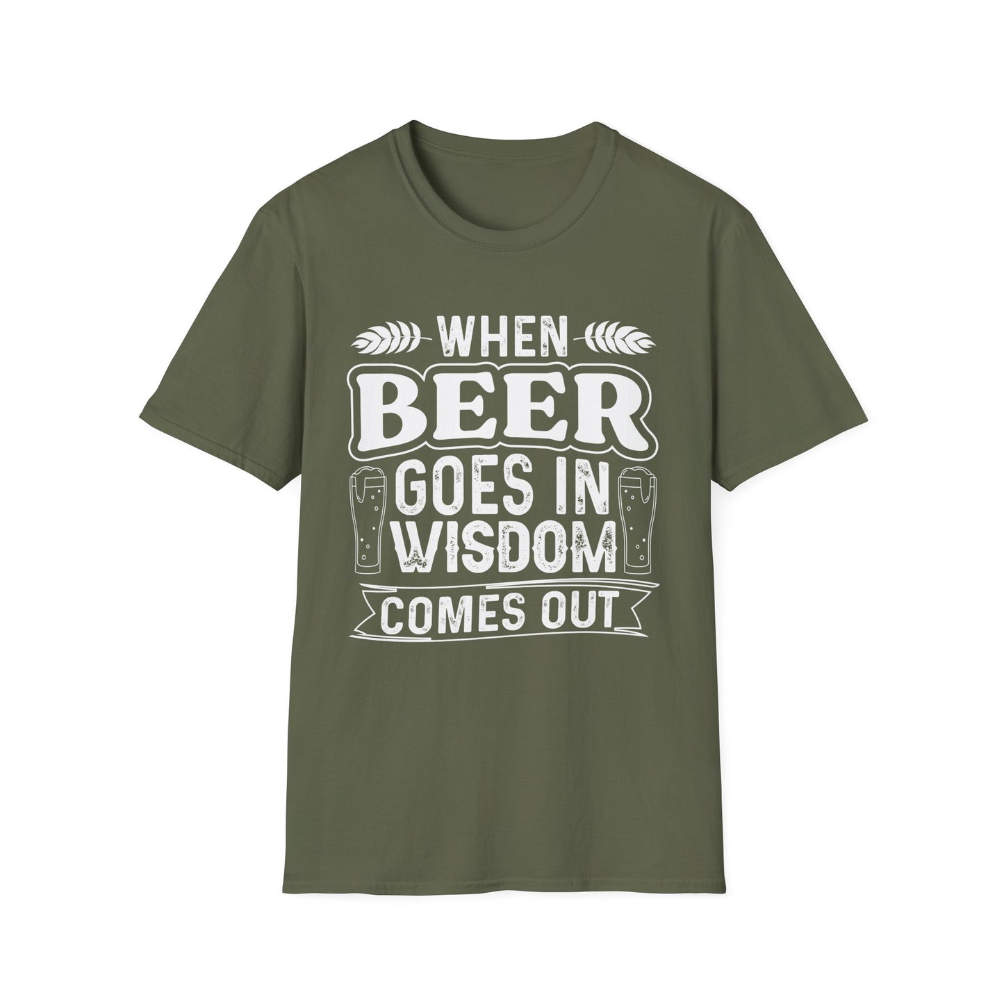 Funny Beer Drinking Unisex T-Shirt - When Beer Goes in