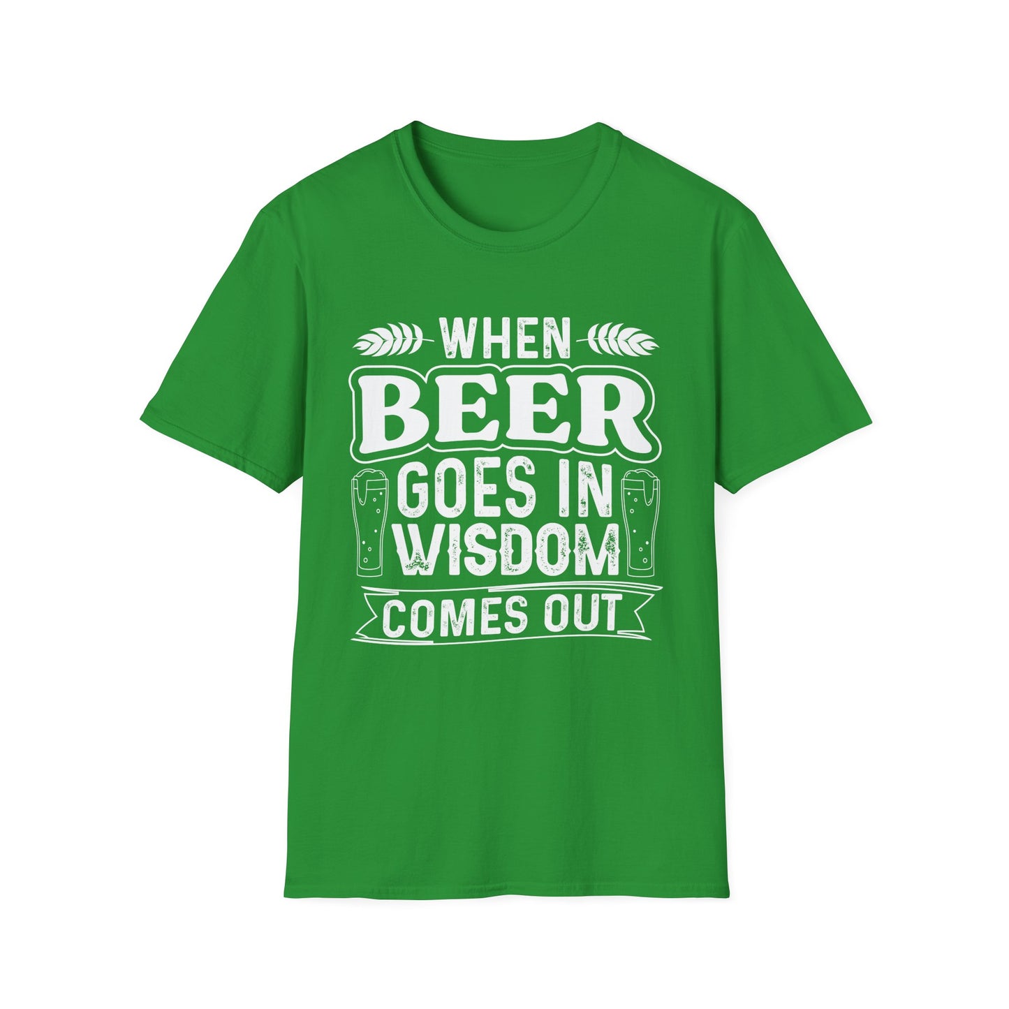 Funny Beer Drinking Unisex T-Shirt - When Beer Goes in