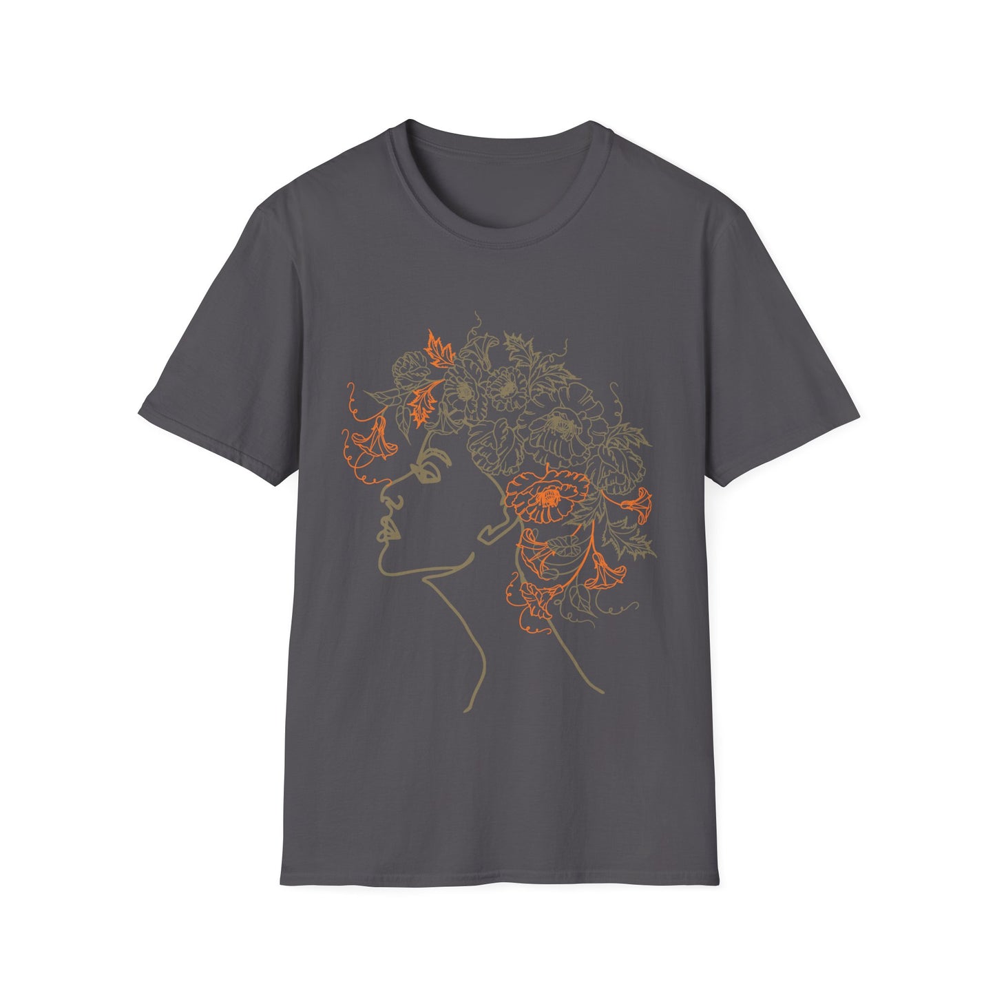Floral Woman Line Art T-Shirt