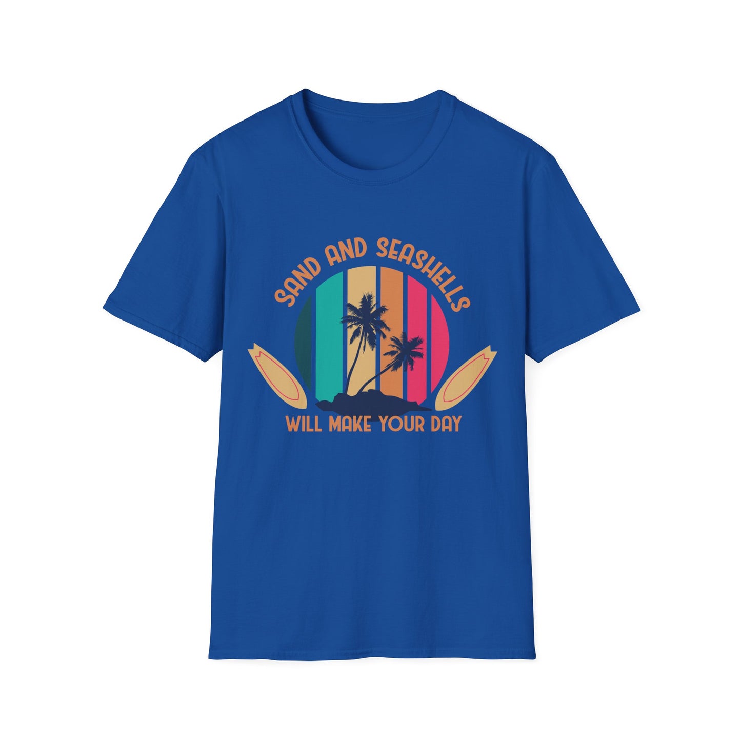Beach Vibes Unisex T-Shirt with Sand and Seashells Design