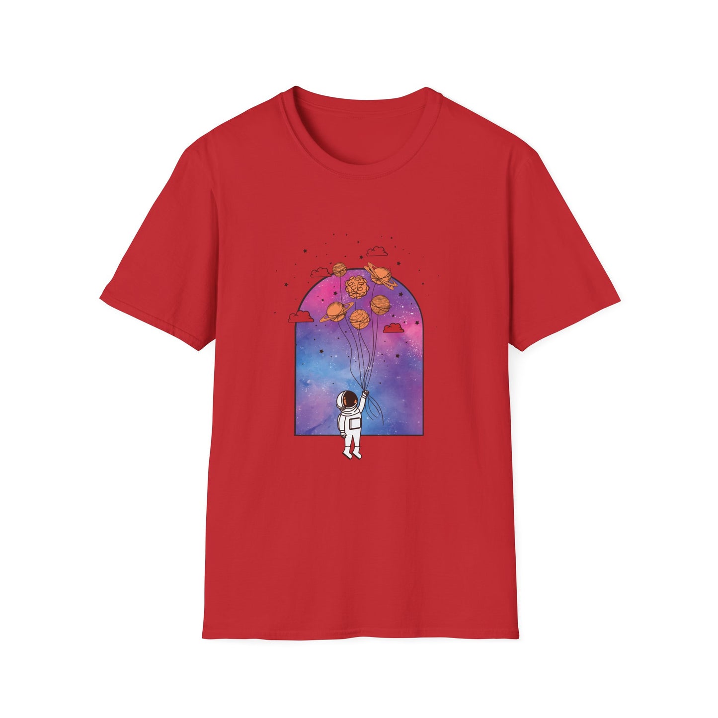 Space Planets Unisex Softstyle T-Shirt - Planets On A String Design