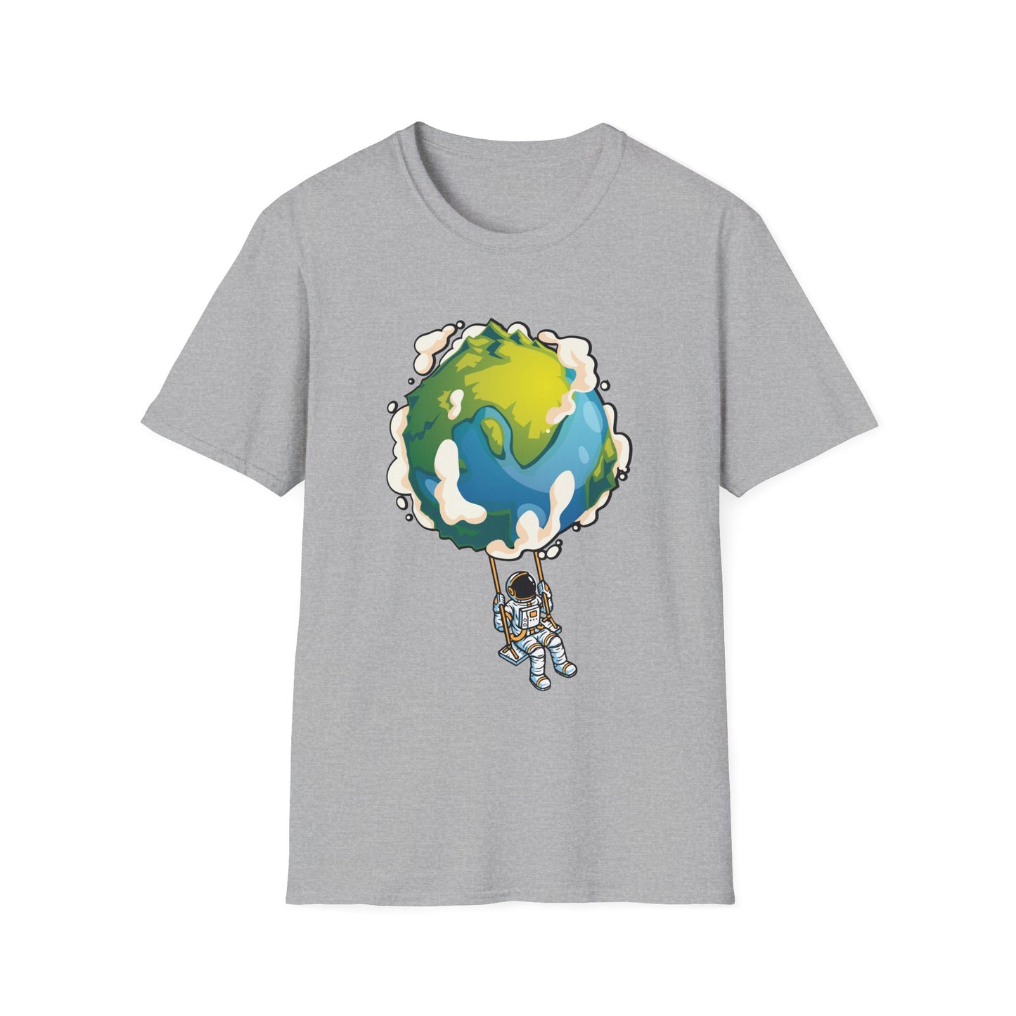 Unisex T-Shirt Swinging From Earth Design