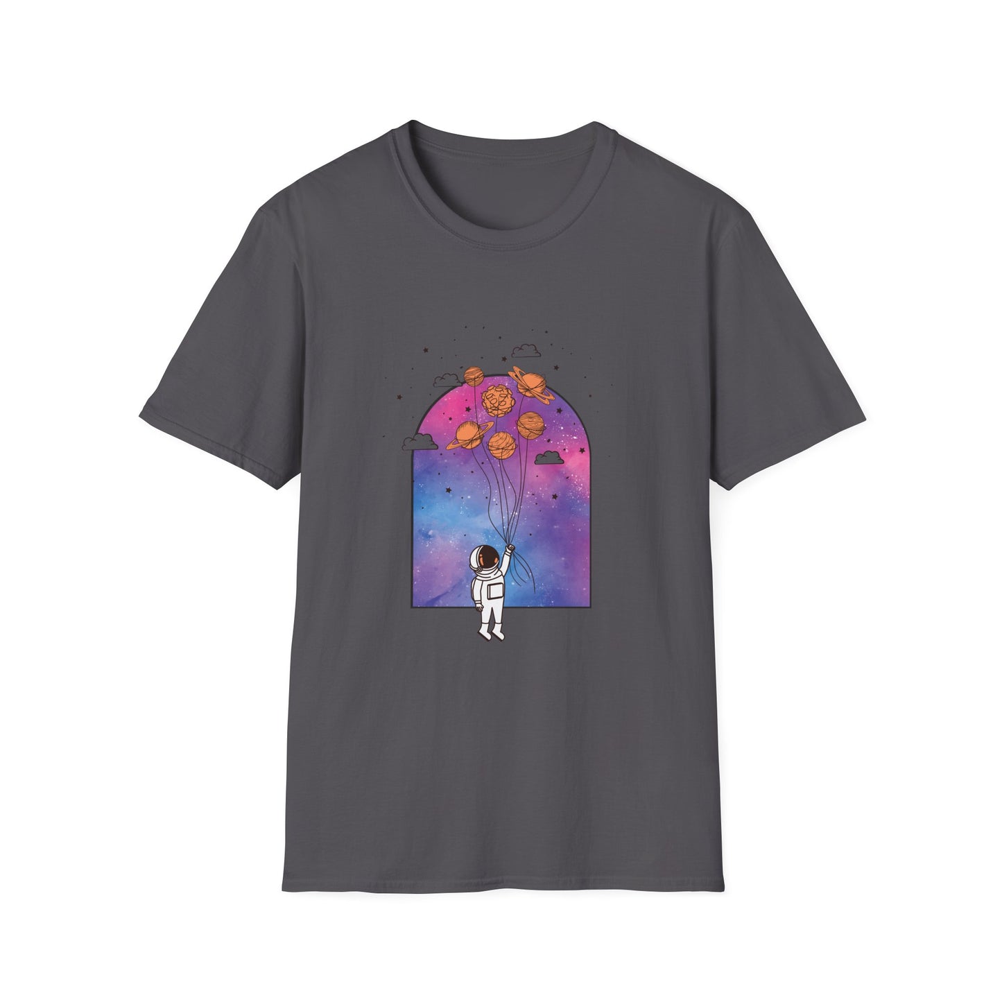Space Planets Unisex Softstyle T-Shirt - Planets On A String Design