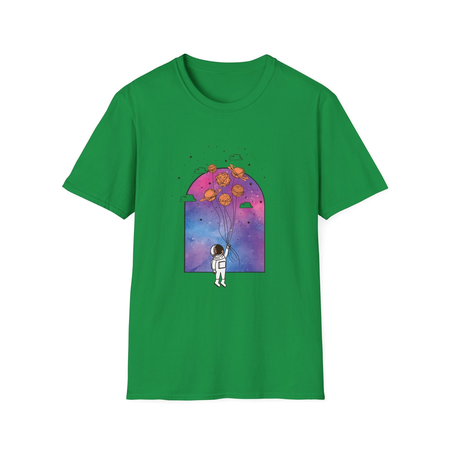 Space Planets Unisex Softstyle T-Shirt - Planets On A String Design