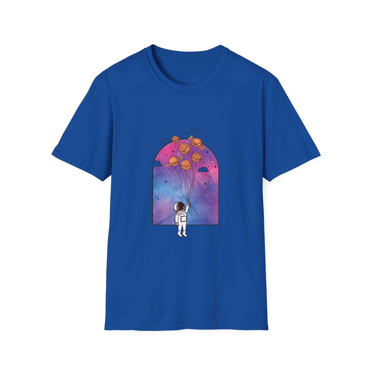 Space Planets Unisex Softstyle T-Shirt - Planets On A String Design