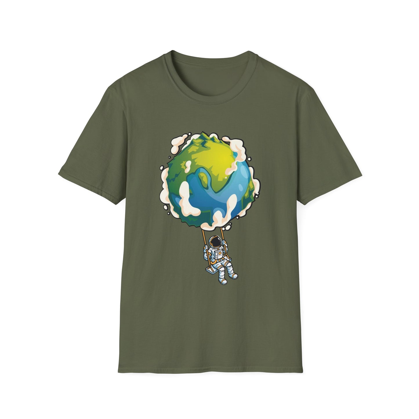 Unisex T-Shirt Swinging From Earth Design