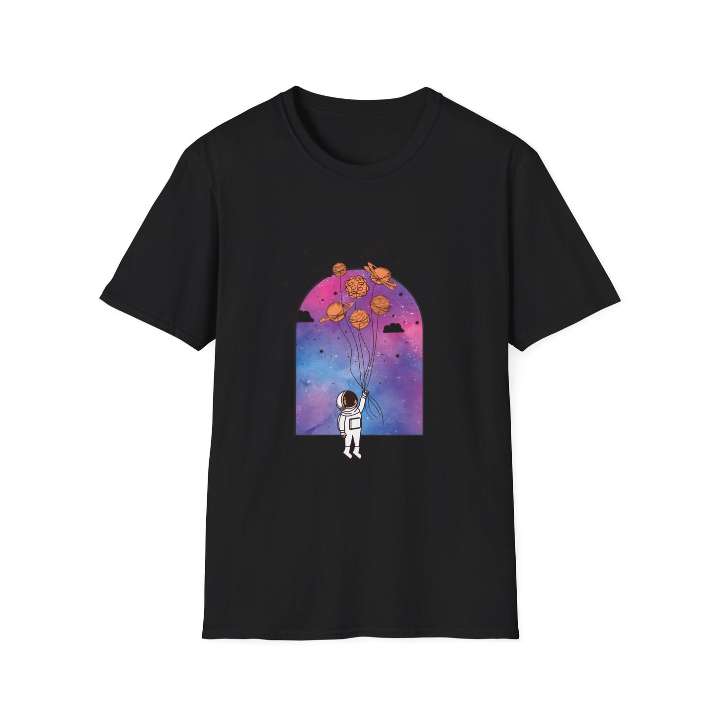 Space Planets Unisex Softstyle T-Shirt - Planets On A String Design