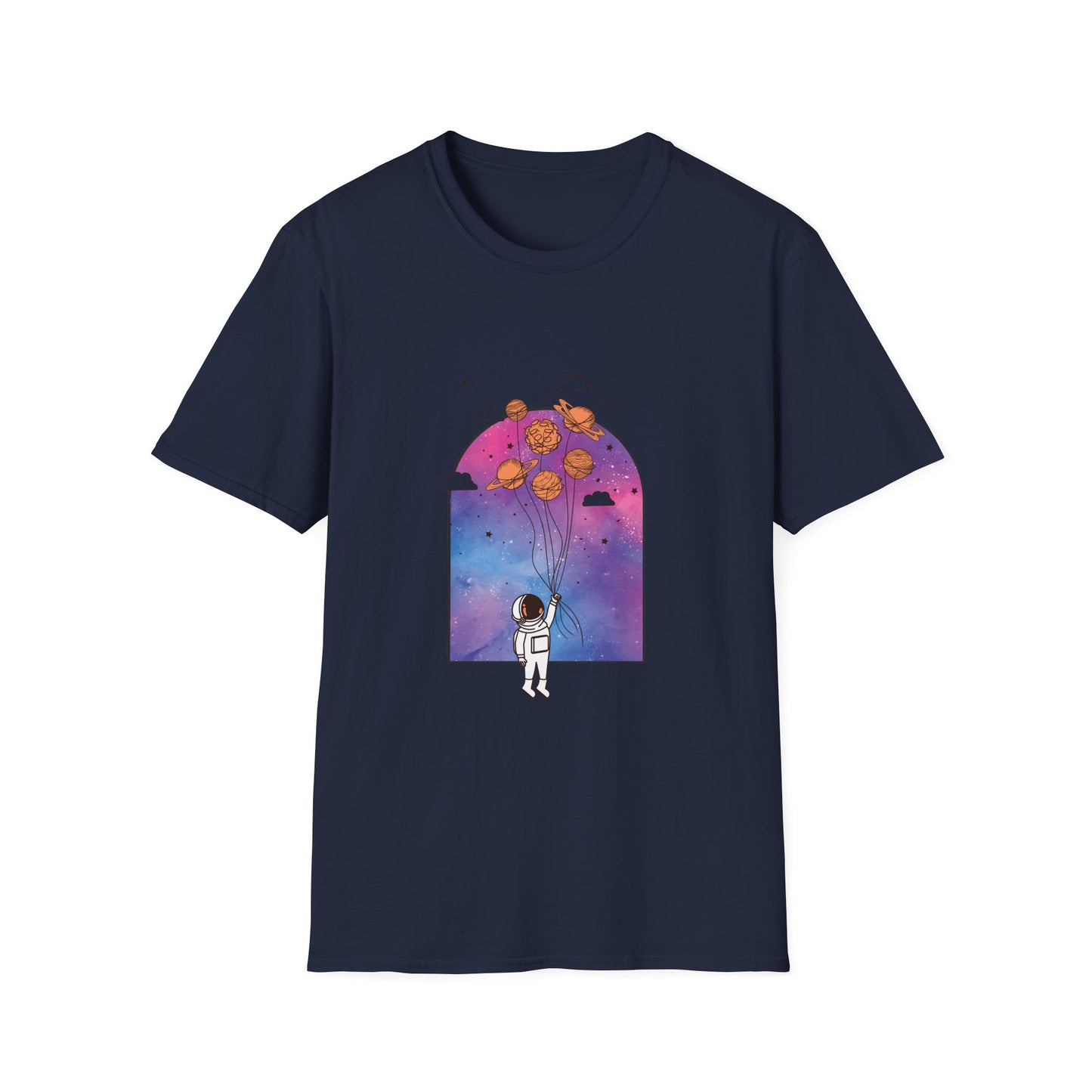 Space Planets Unisex Softstyle T-Shirt - Planets On A String Design