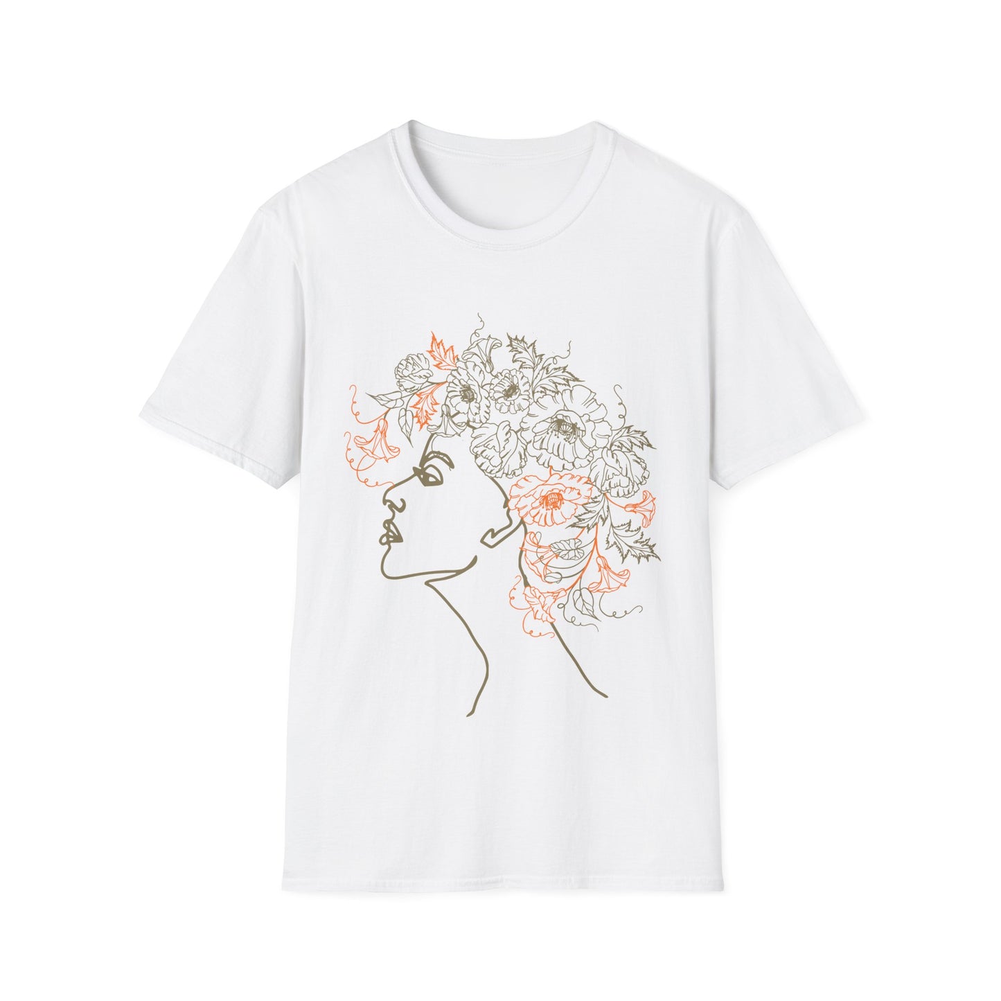 Floral Woman Line Art T-Shirt