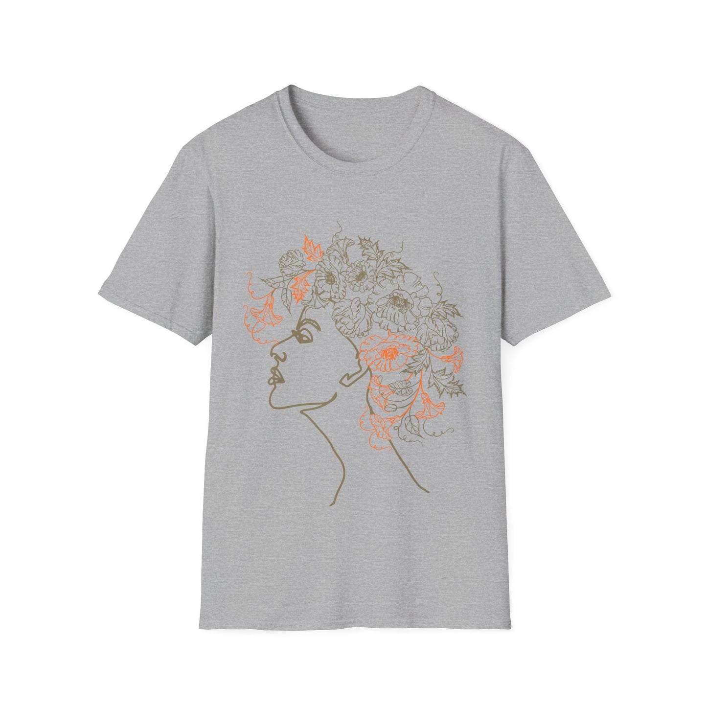Floral Woman Line Art T-Shirt