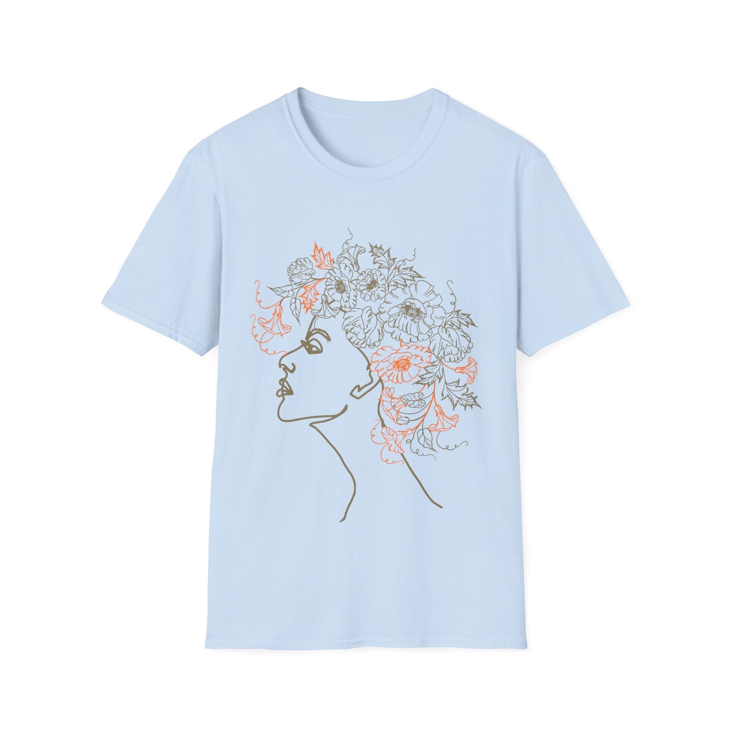 Floral Woman Line Art T-Shirt