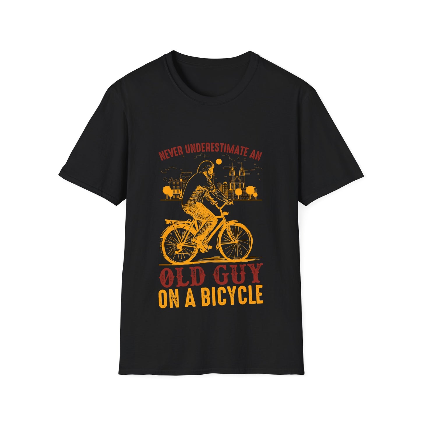 Bicycle Enthusiast T-Shirt - Old Guy on a Bicycle Design