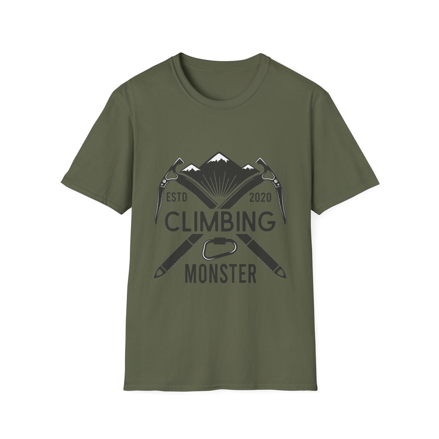 Climbing Monster T-Shirt - Unisex Softstyle Tee for Adventure Enthusiasts