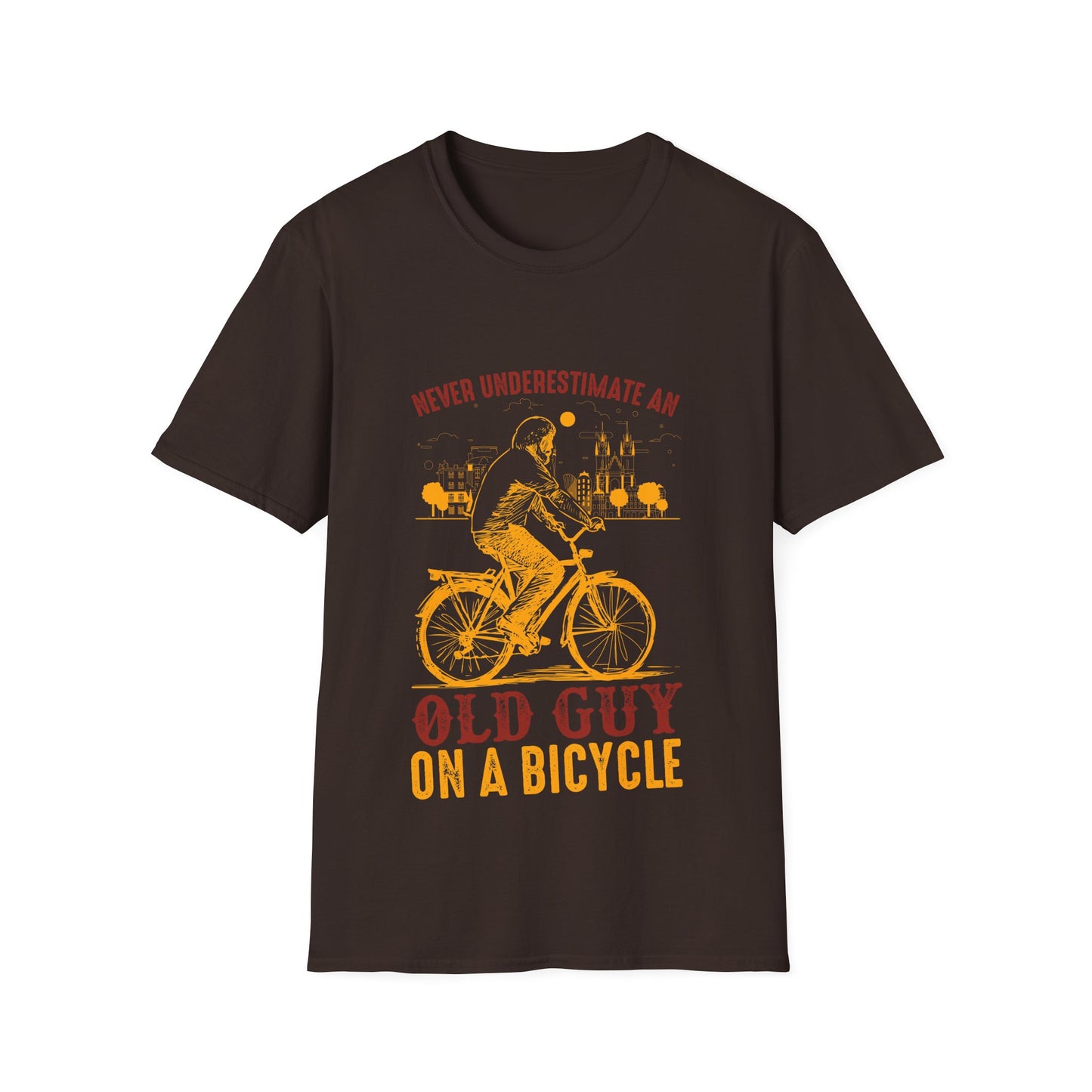 Bicycle Enthusiast T-Shirt - Old Guy on a Bicycle Design