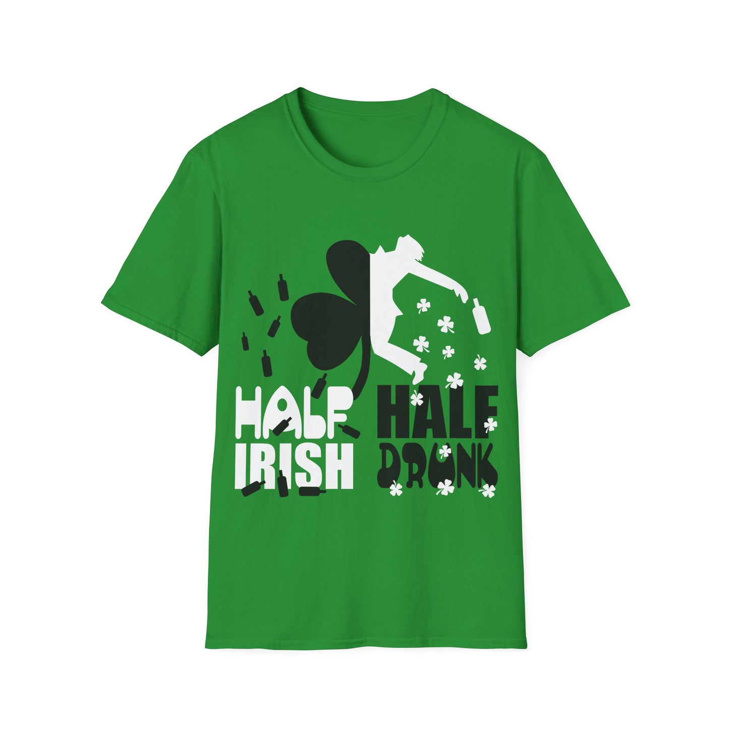 Funny Irish Drinking Unisex T-Shirt - Half Irish Half Drunk Design