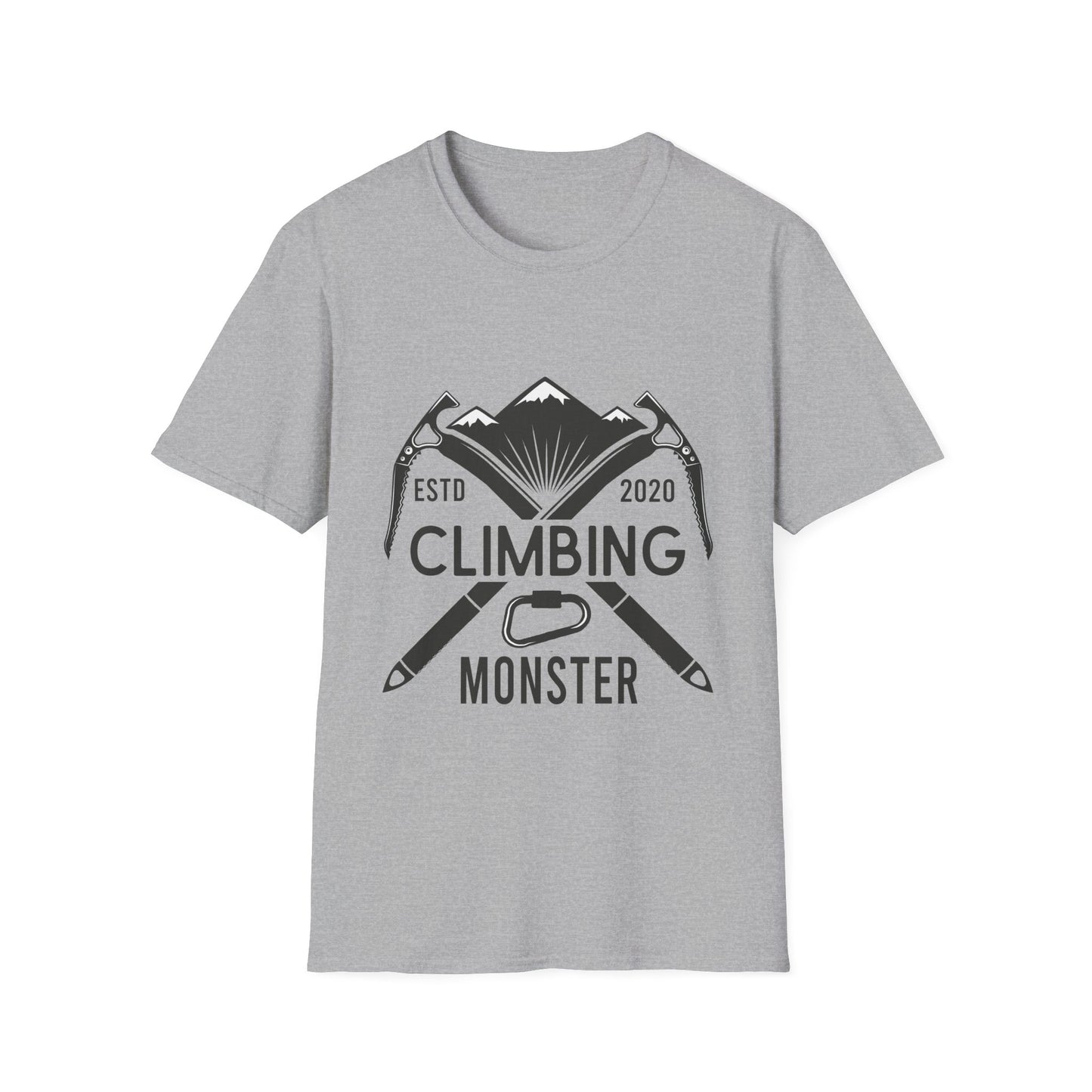 Climbing Monster T-Shirt - Unisex Softstyle Tee for Adventure Enthusiasts