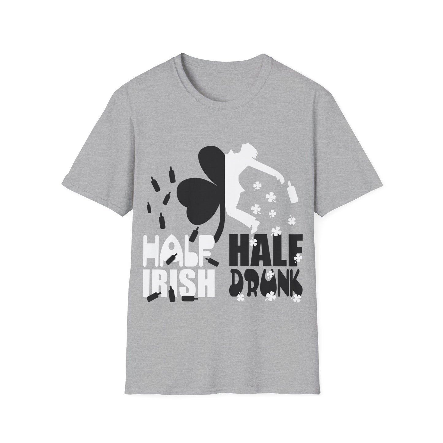 Funny Irish Drinking Unisex T-Shirt - Half Irish Half Drunk Design