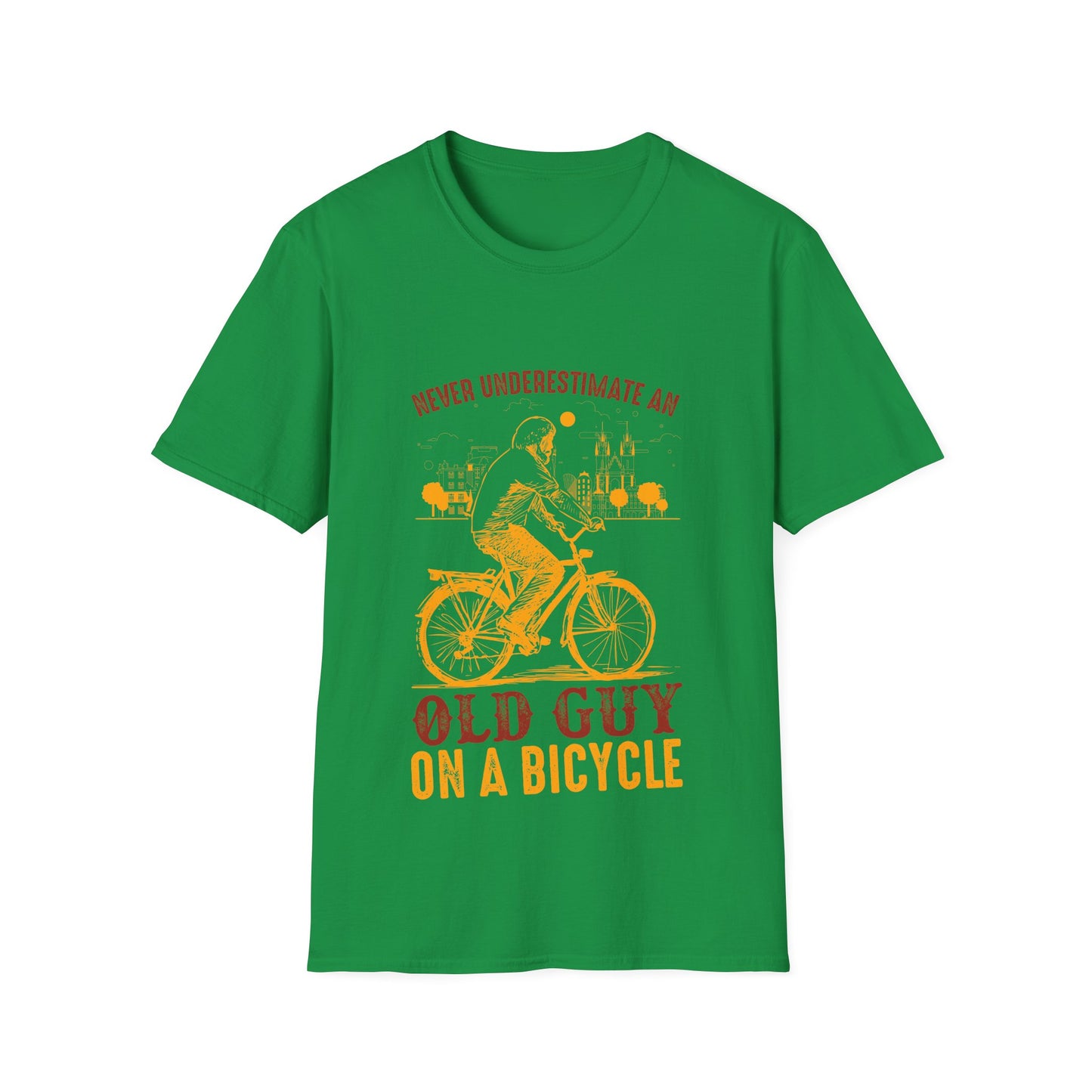 Bicycle Enthusiast T-Shirt - Old Guy on a Bicycle Design