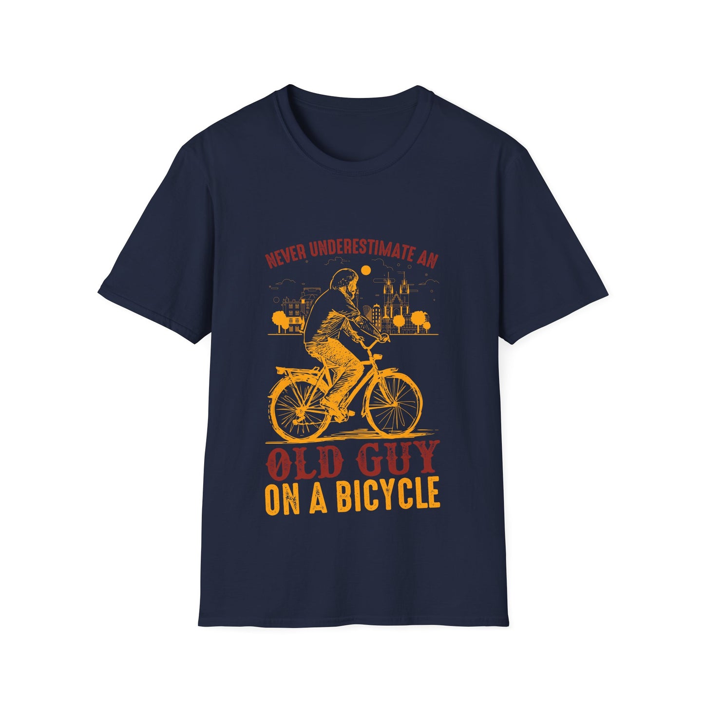 Bicycle Enthusiast T-Shirt - Old Guy on a Bicycle Design