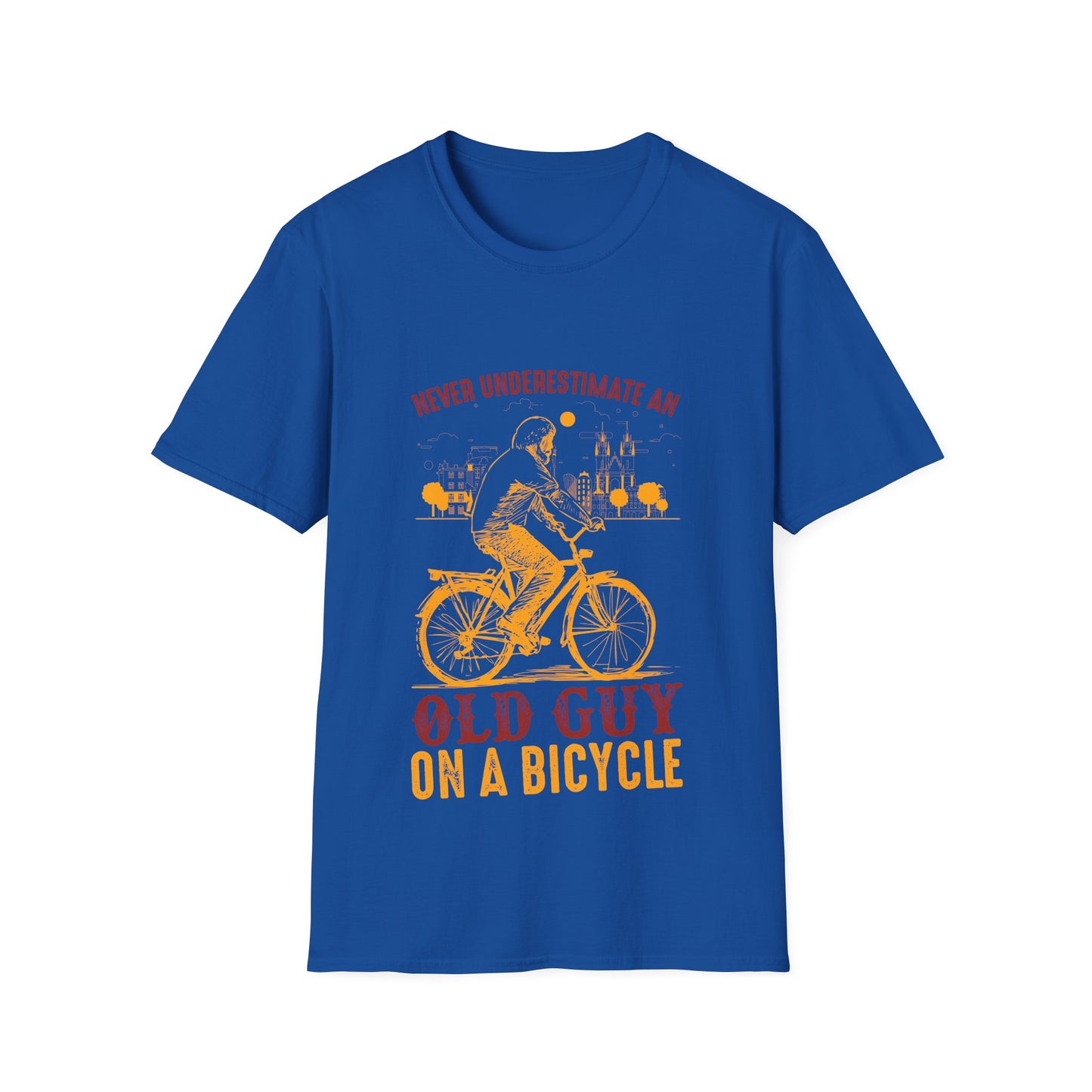 Bicycle Enthusiast T-Shirt - Old Guy on a Bicycle Design