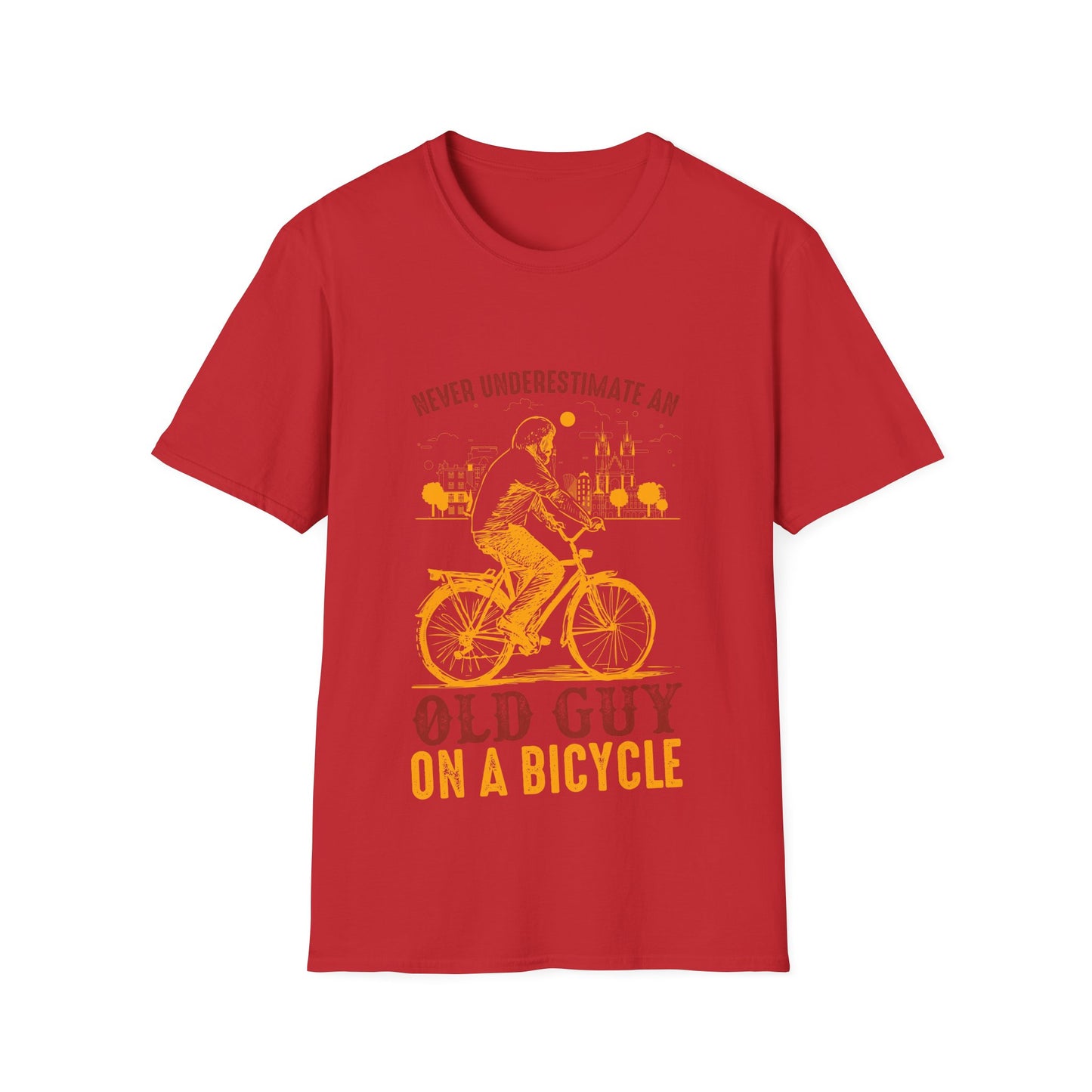 Bicycle Enthusiast T-Shirt - Old Guy on a Bicycle Design