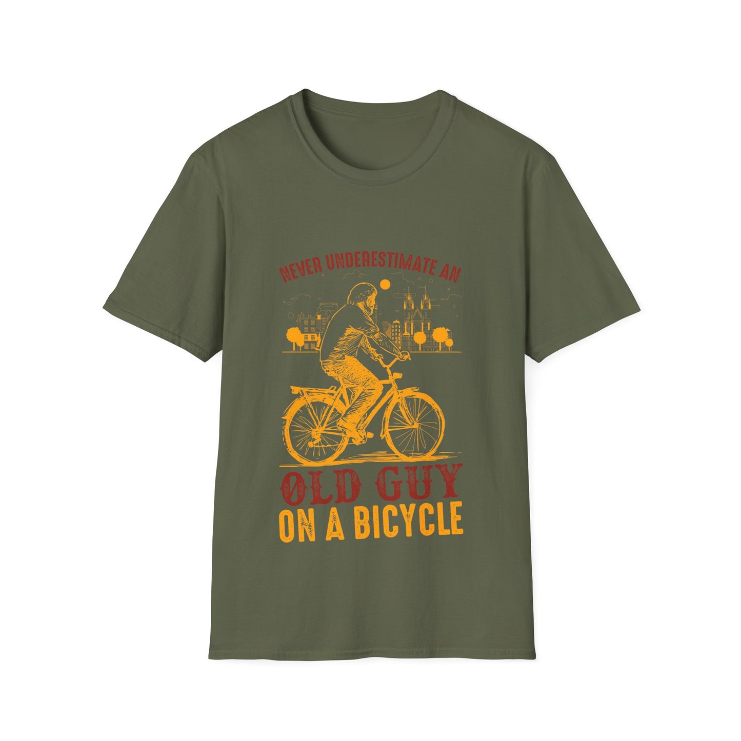 Bicycle Enthusiast T-Shirt - Old Guy on a Bicycle Design