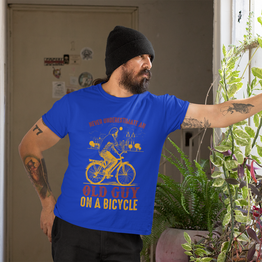 Bicycle Enthusiast T-Shirt - Old Guy on a Bicycle Design